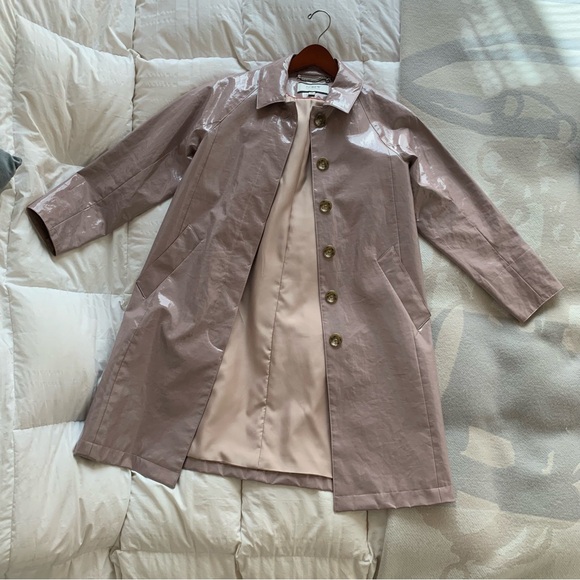 Collection laminated linen trench in mauve - Picture 2 of 6